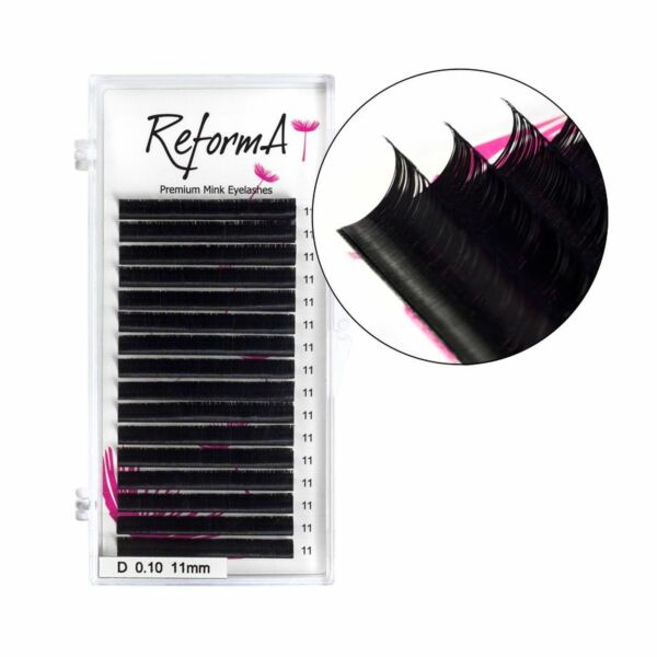 Premium Mink Eyelashes, Curl D, 09 mm, 0.10 mm, 16 lines